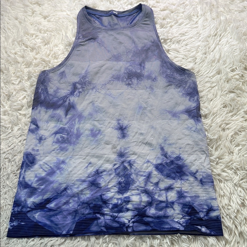 Lululemon Swiftly Tech High Neck Racerback Tank 2.0 Shibori Stripe True Navy
